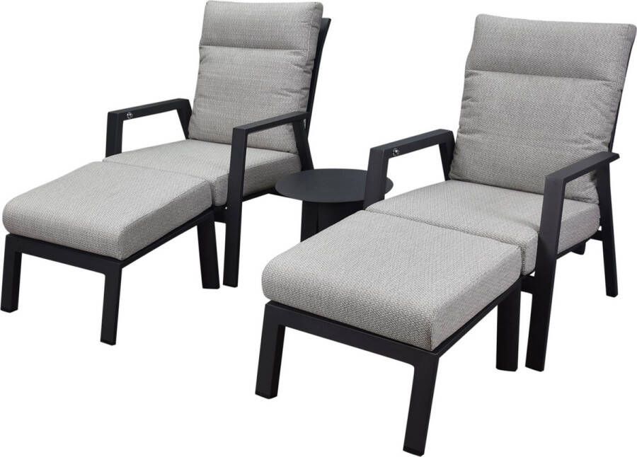 AVH-Collectie Barolo lounge balkonset 5 delig verstelbaar antraciet aluminium