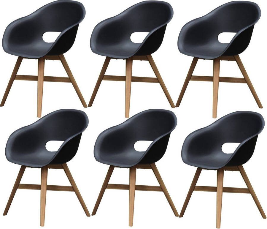 AVH-Collectie set van 6 Karlstad dining kuipstoel kunststof zwart
