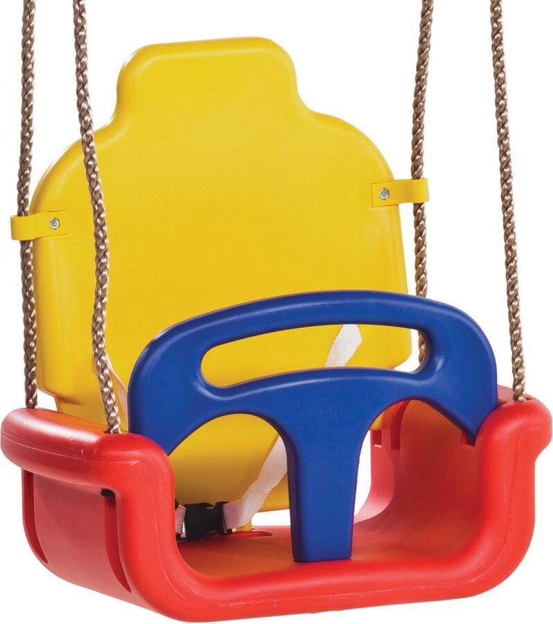Avnya Babyschommel Groeimodel Rood Geel Blauw met PP Touwen