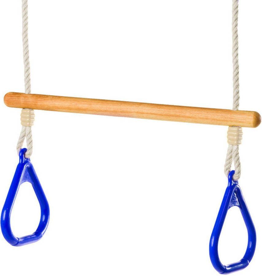 Avnya Houten trapeze lijnzaadolie met driehoeksringen Blauw en PH Touw