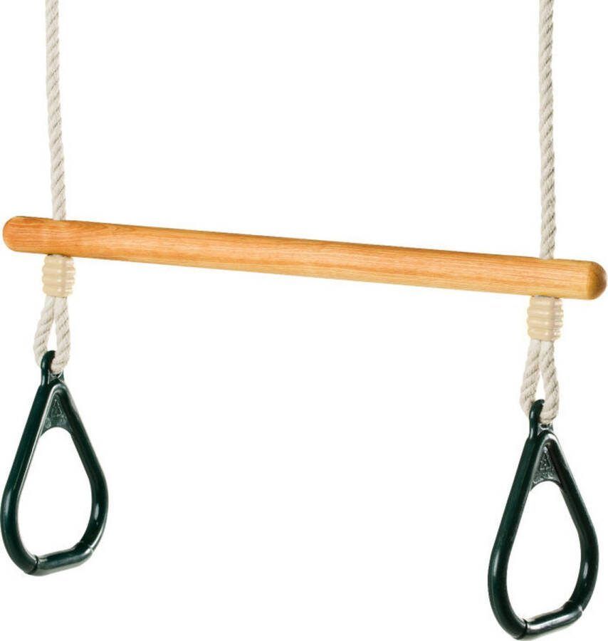 B-Play Houten trapeze lijnzaadolie met driehoeksringen Groen en PH Touw