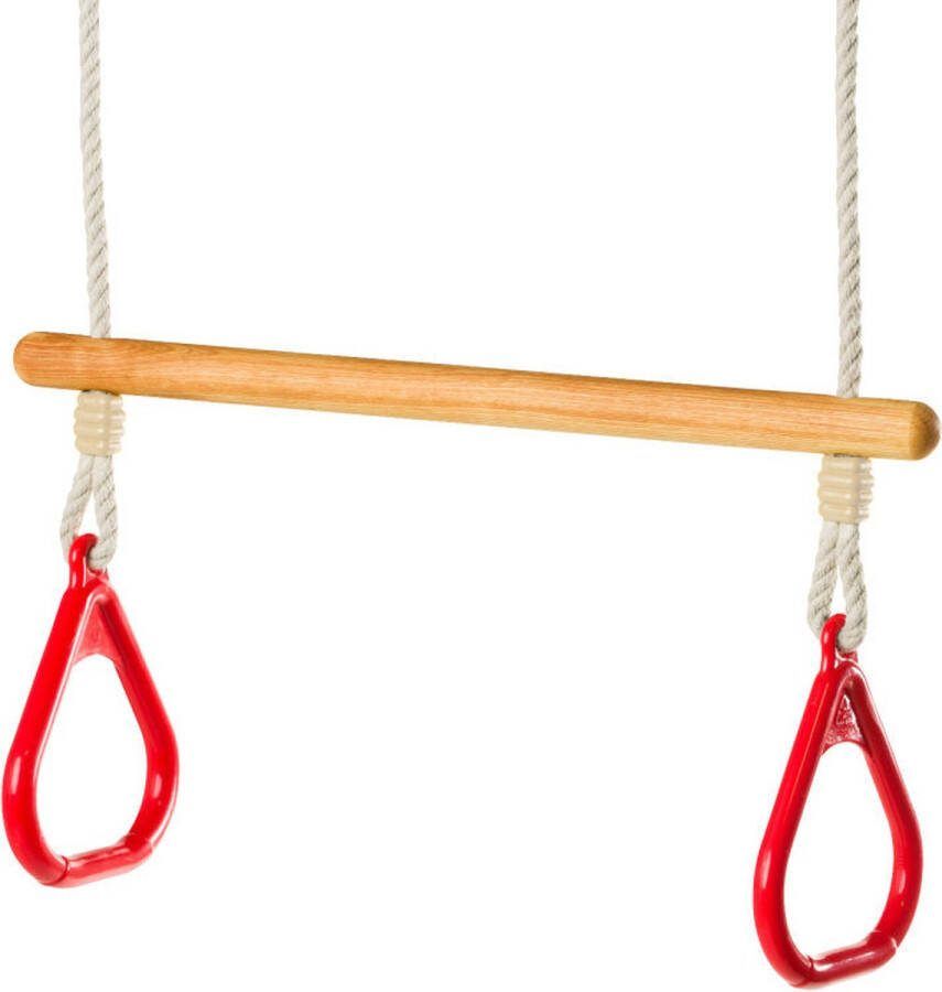 Avnya Houten trapeze lijnzaadolie met driehoeksringen Rood en PH Touw