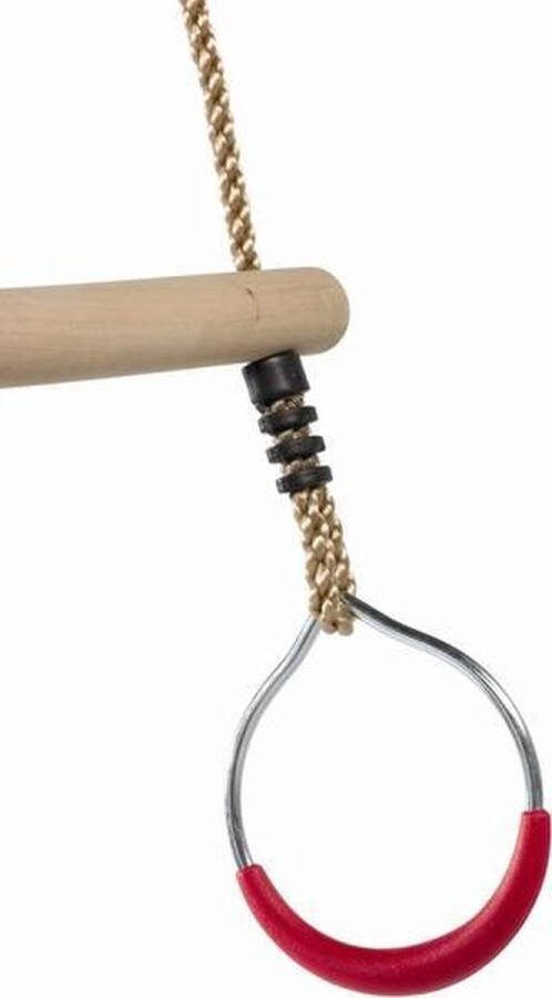 Avnya Houten Trapeze met metalen ringen en PP touwen