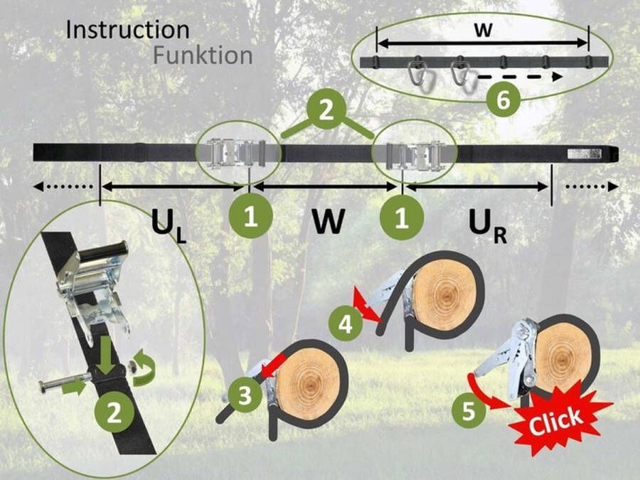 Avnya Patron Schommelband 10m voor tussen Bomen met Spanband en Ratels