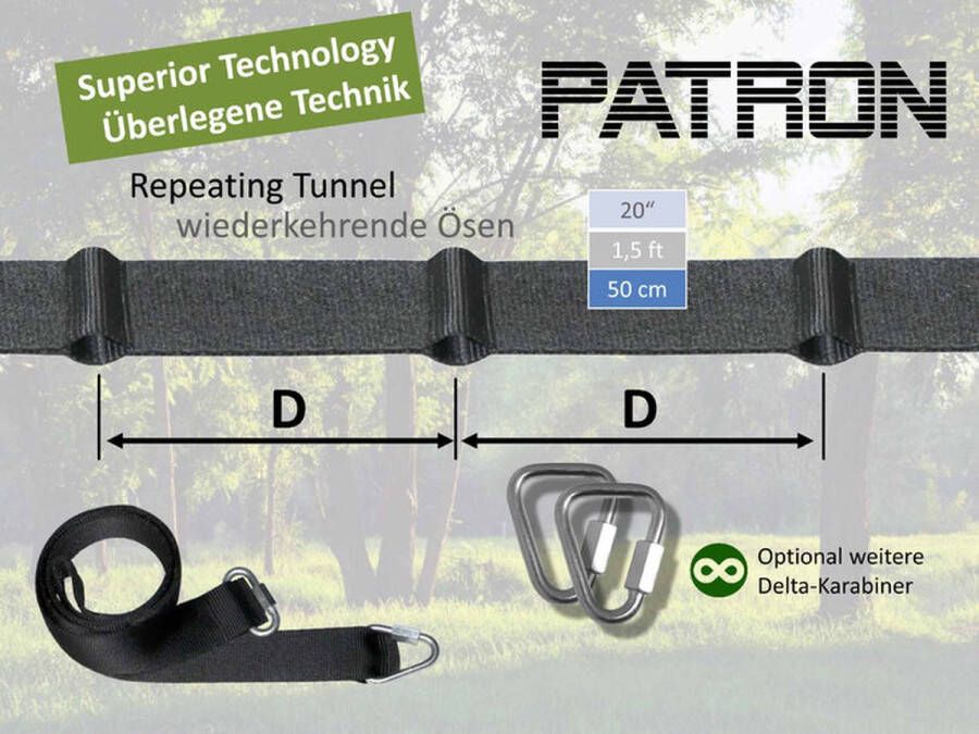 Avnya Patron Schommelband 12 m voor tussen Bomen met Spanband en Ratels
