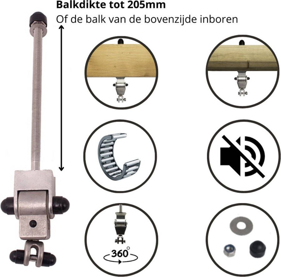 Avnya Schommelhaak Openbaar RVS M12 (220 mm) met naaldlager (1 stuk)