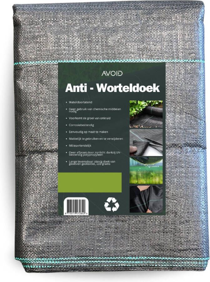 Avoid Worteldoek 2x10m Gronddoek – Grondzeil Onkruid – Kweektafel – 110 gram