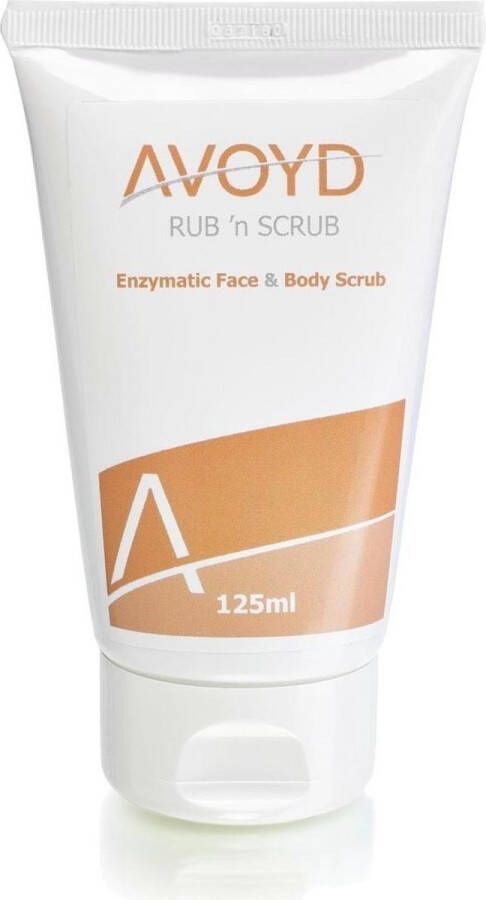 Avoyd Rub 'n Scrub 125ml Face & Body Scrub met fijne abrikozenpitkorrel Prettige Ylangylanggeur 051