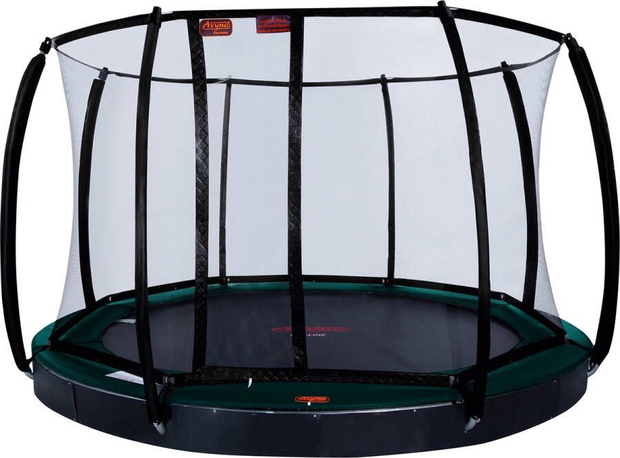 Avyna Trampoline FlatLevel Ø430 met veiligheidsnet Groen NU MET GRATIS AFDEKHOES (TEPL-14-FL-COMBI-BD)