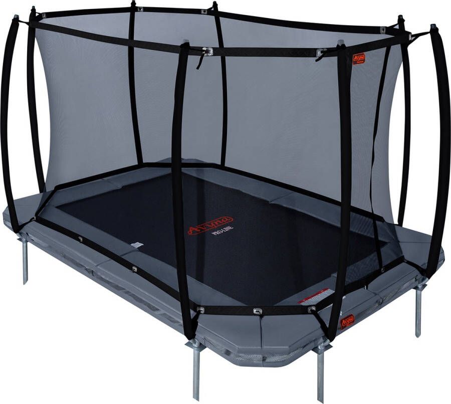 Avyna Trampoline Inground met BD Veiligheidsnet Pro-Line 340 x 240 cm (234) HD Plus Beschermrand Grijs