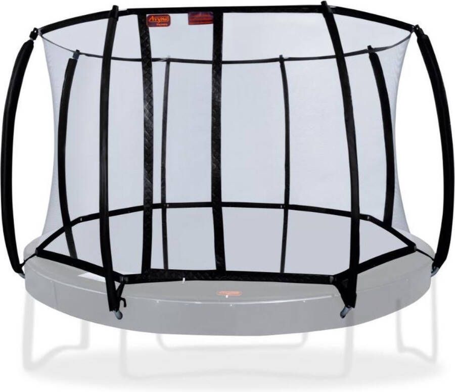 Avyna trampoline veiligheidsnet rond Ø365 cm (12) Zwart Gebogen palen Royal Class