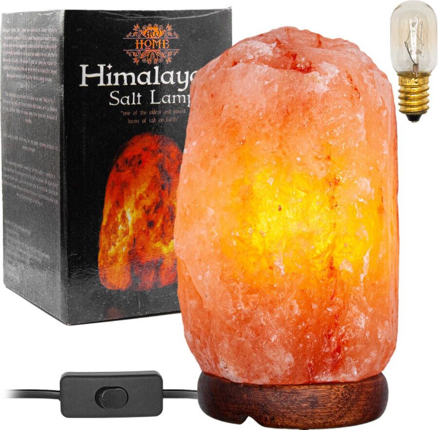 AW HOME Zoutlamp Himalayazout luxe zoutlamp nachtlamp 100% Natuurlijk 1.5-2 kg inclusief snoer met schakelaar en 15w lampje