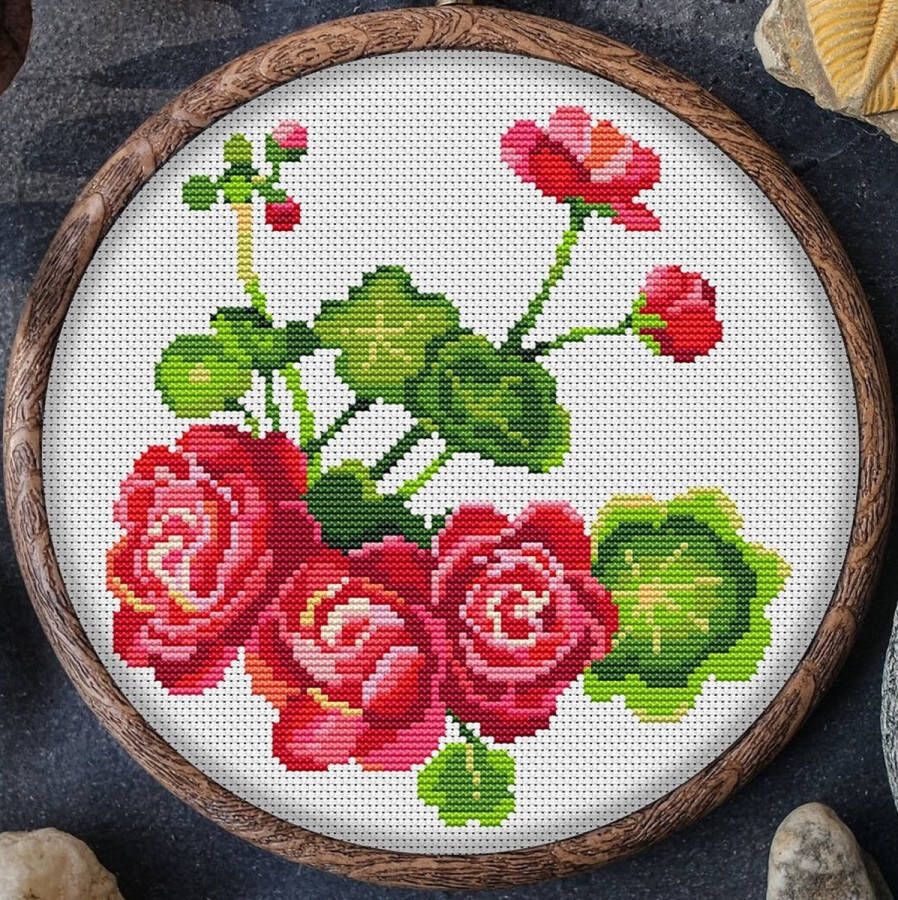 Awesome pattern studio Borduurpakket Mandala bloem Pelargonium Bloem geschikt voor beginners