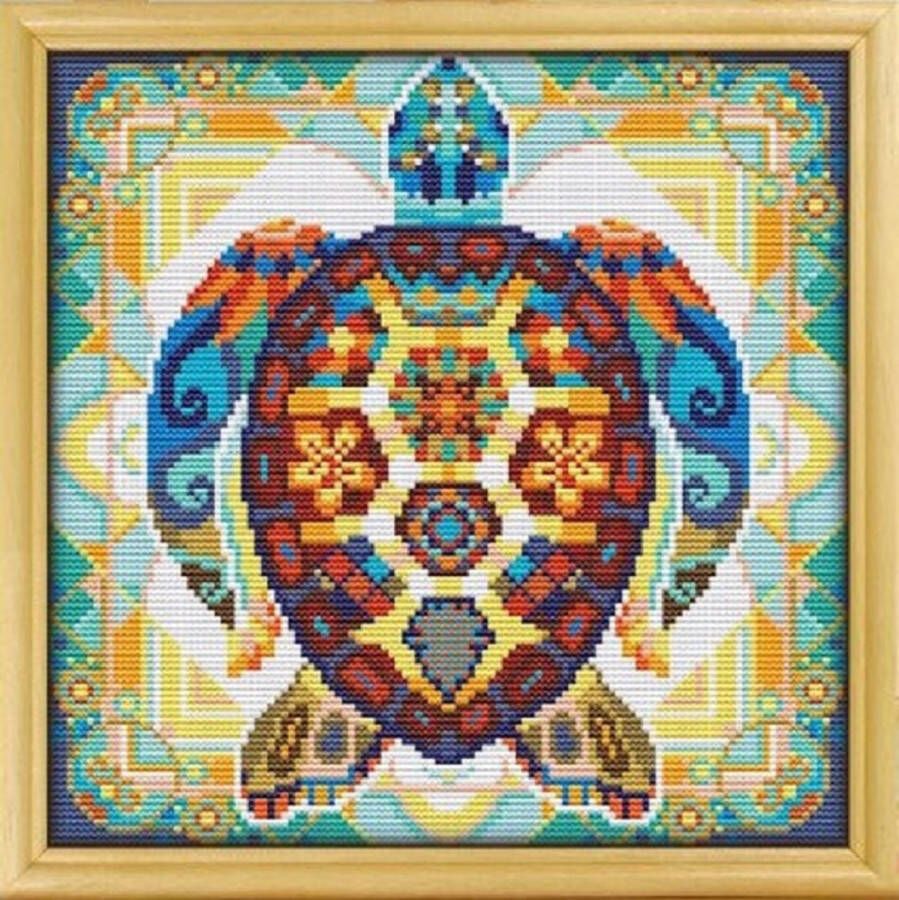 Awesome pattern studio Borduurpakket Mandala Schildpad (full size) telpatroon om zelf te borduren inclusief nederlandse gebruiksaanwijzing