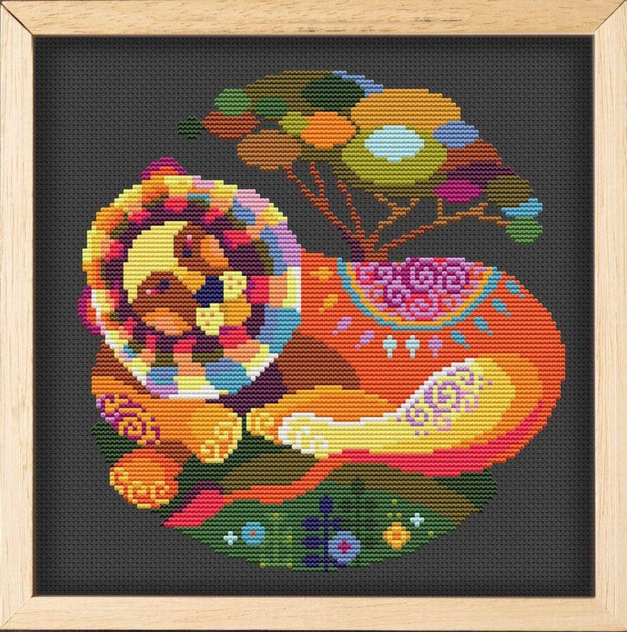 Awesome pattern studio Borduurpakket Mandala Sterrenbeeld LEEUW Full size 20 x 20 cm geschikt voor beginners