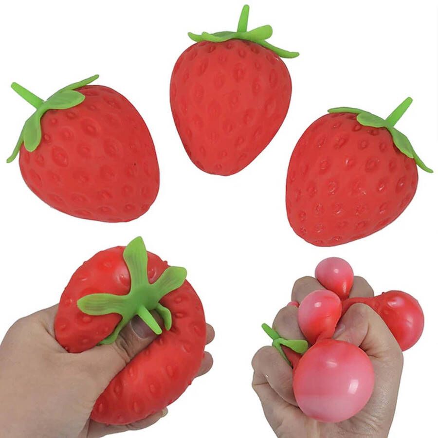 AWR Hoogwaardige Kwaliteit Fruit Knijpbal Stressbal | Anti-Stress Speelgoed Fidget | Aardbei