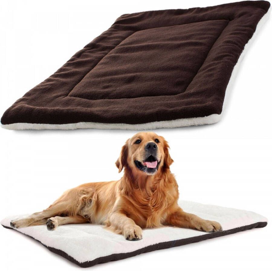 AWR Warmhoudende Dierenmat Deken Hondenmat Dieren Deken Kattenmand Hondenmand Dierenbed Extra Warm Bruin (75x55)