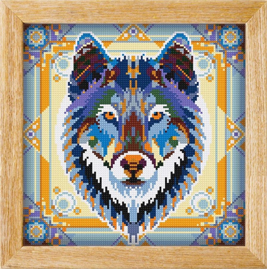 Awsome Patterns Diamond painting MANDALA Dieren WOLF (GRIJS) awsome pattern full diamond painting vierkante steentjes