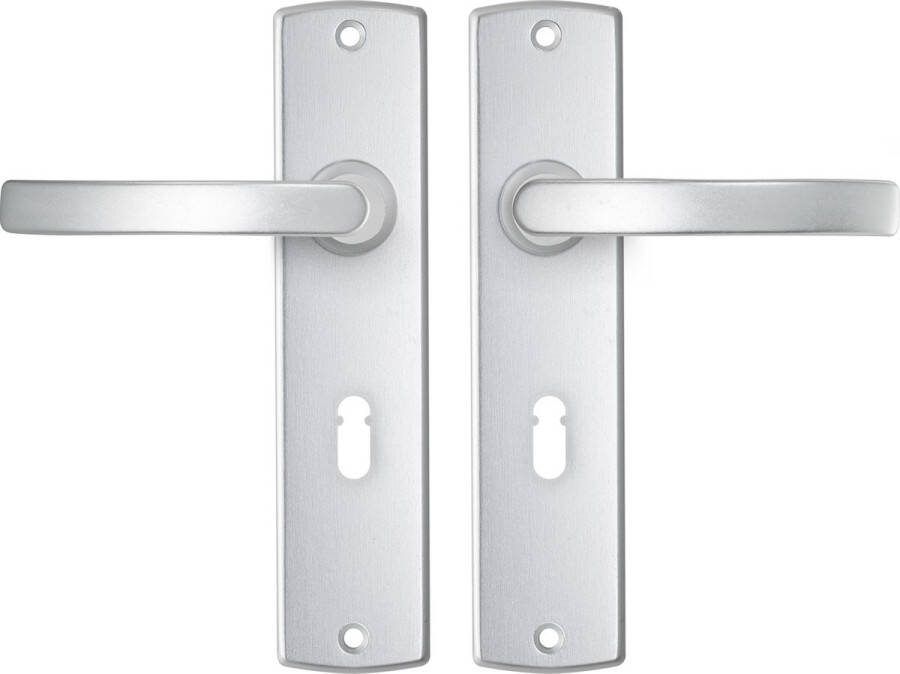 Axa Curve Deurbeslagset – SL55 – Kruk op Schild met Sleutelgat – Aluminium