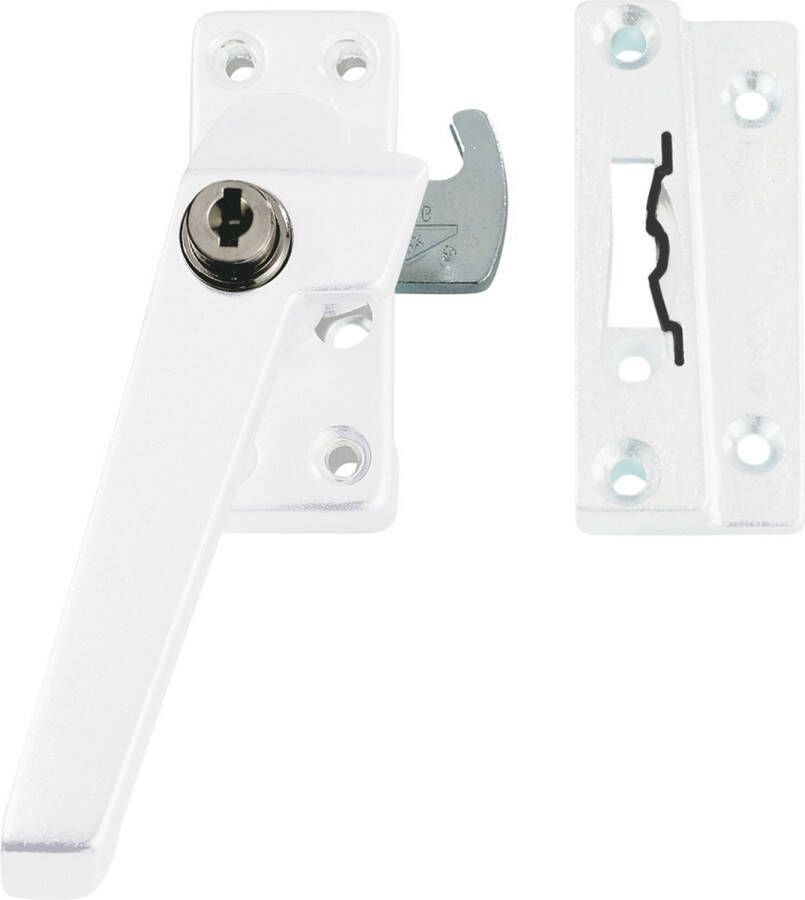 Axa Veiligheids Raamsluiting (model 3319) Wit: Afsluitbaar met cilinderslot links naar buiten draaiend. SKG*