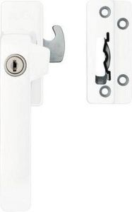 Axa Veiligheids Raamsluiting (model 3329) Wit: Afsluitbaar met cilinderslot links naar buiten draaiend. SKG*