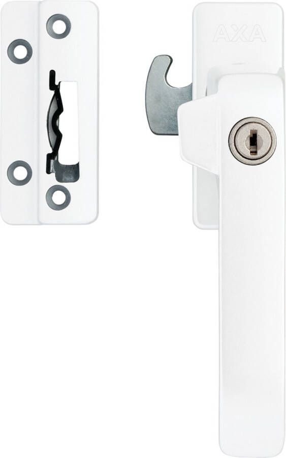 Axa Veiligheids Raamsluiting (model 3329) Wit: Afsluitbaar met cilinderslot rechts naar buiten draaiend. SKG*