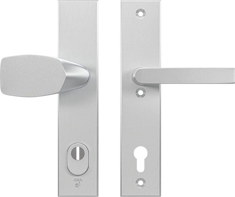 Axa Veiligheidsbeslag (Edge Plus) Aluminium geslepen: Knop-Kruk (model Wing-Blok) PC92 met kerntrek beveiliging SKG***