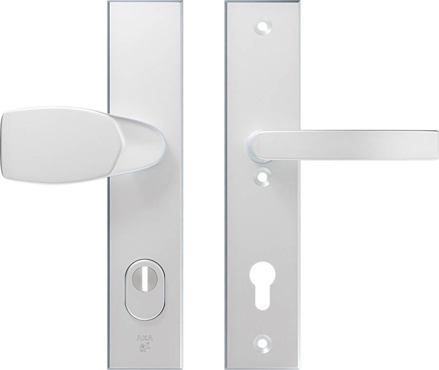 Axa Veiligheidsbeslag (Edge Plus) Aluminium glad: bedienbare Knop-Kruk (model Wing-Blok) PC92 met kerntrekbeveiliging SKG***