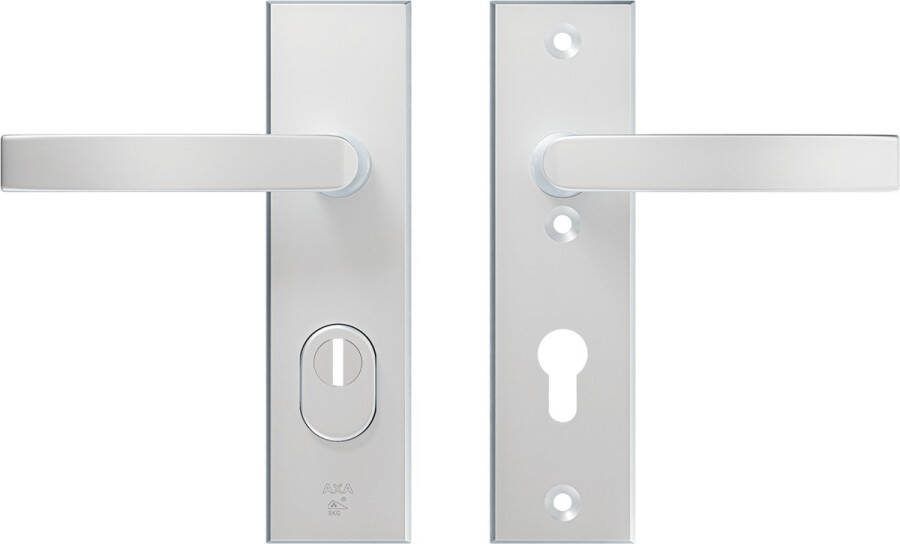 Axa Veiligheidsbeslag (Edge Plus) Kortschild Aluminium glad: Kruk-Kruk (model Blok) PC72 met kerntrekbeveiliging SKG***