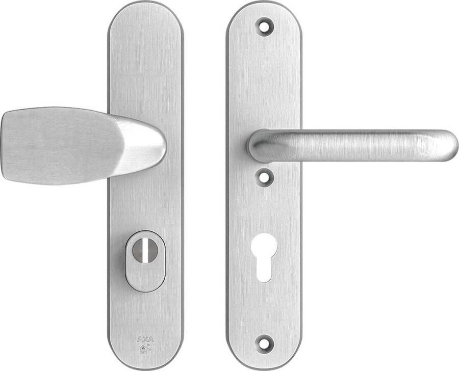 Axa Veiligheidsbeslag (Oval Plus) Aluminium geslepen: bedienbare Knop-Kruk (model Wing-U) PC72 met kerntrekbeveiliging SKG***