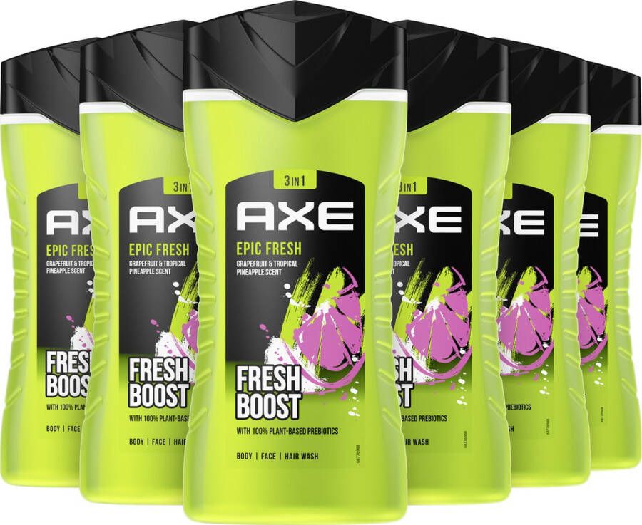 Axe 3-in-1 Douchegel ruik tot 12 uur lang onweerstaanbaar Epic Fresh onze meest frisse geur ooit 6 x 250 ml