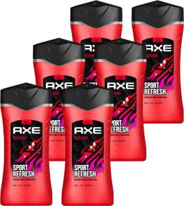 Axe 3-in-1 Douchegel Facewash & Shampoo Mannen Sport Refresh 6 x 250 ml Voordeelverpakking