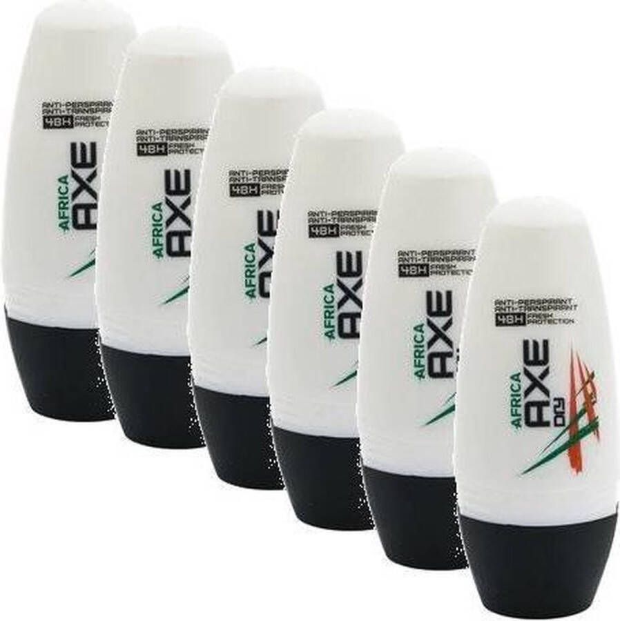 Axe 6x 50 ml dry Africa roll on 48 uur bescherming