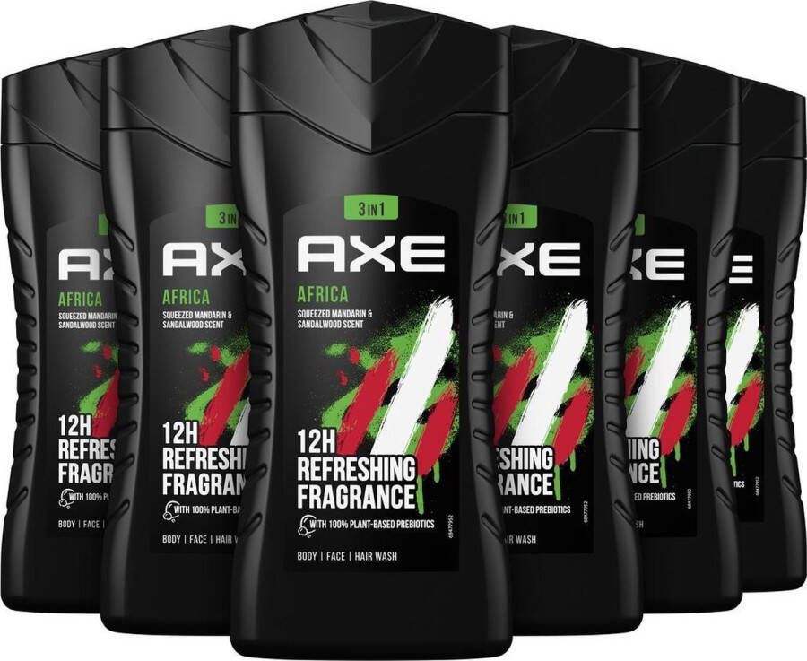 Axe Africa 3-in-1 Douchegel 6 x 250 ml Voordeelverpakking