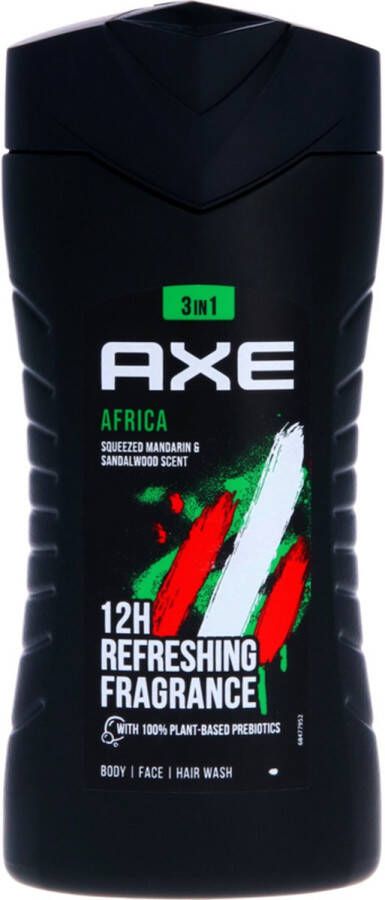 Axe Africa 3-in-1 Douchegel voor lichaam gezicht en haar 3 x 250 ml Voordeelverpakking