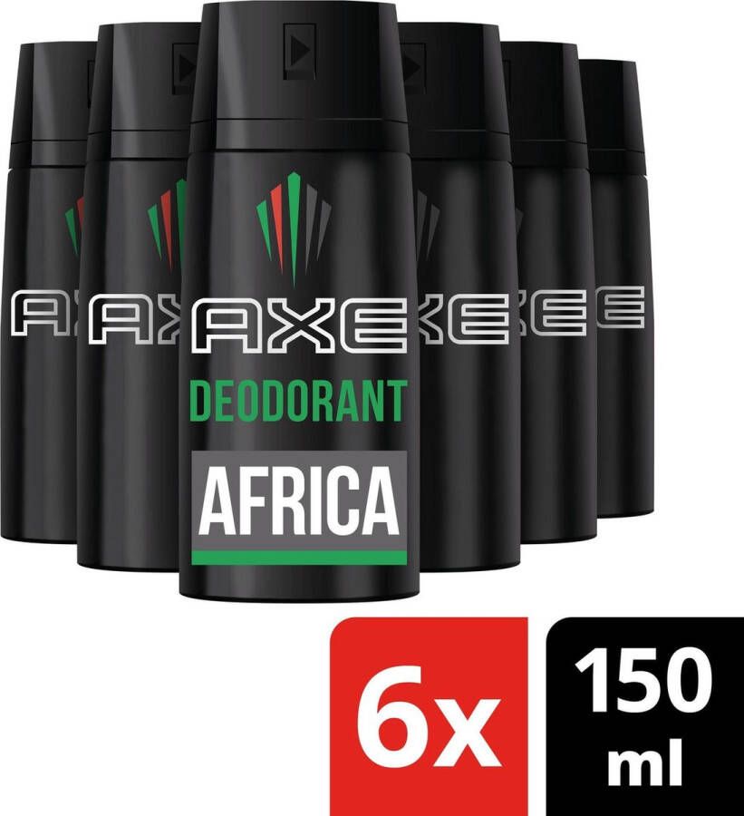 Axe Africa Bodyspray Deodorant 6 x 150 ml Voordeelverpakking