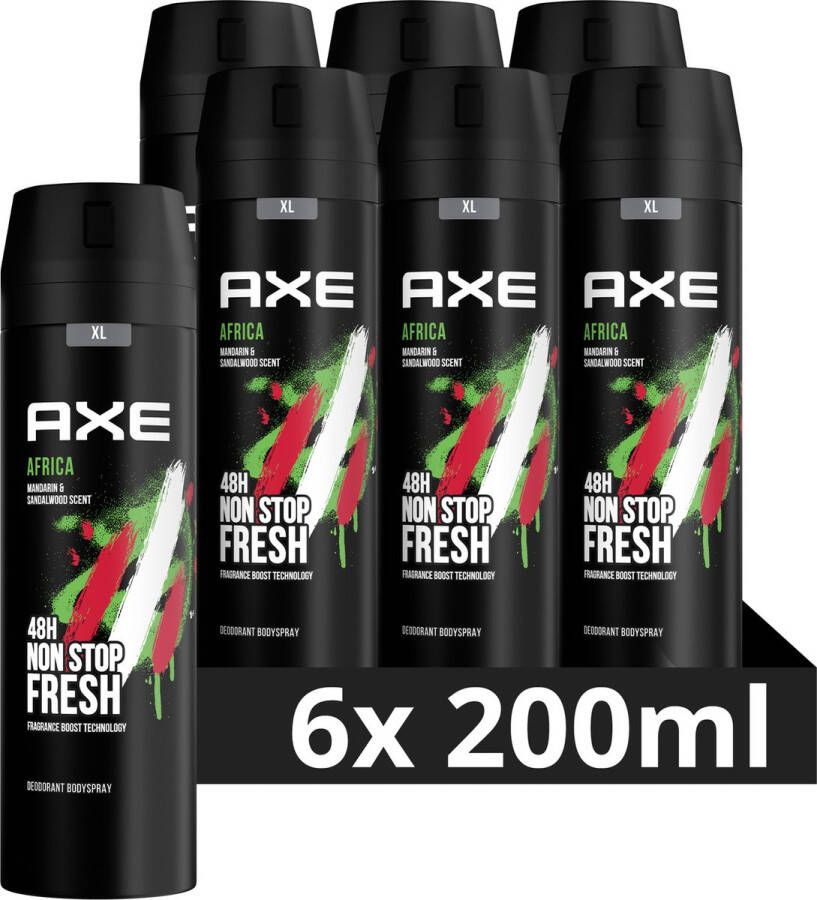 Axe Africa bodyspray deodorant 6 x 200 ml voordeelverpakking