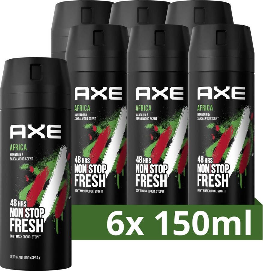 Axe Africa Deodorant bodyspray 6 x 150 ml voordeelverpakking