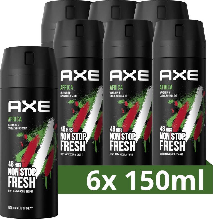 Axe Africa Deodorant Bodyspray 6 x 150 ml Voordeelverpakking