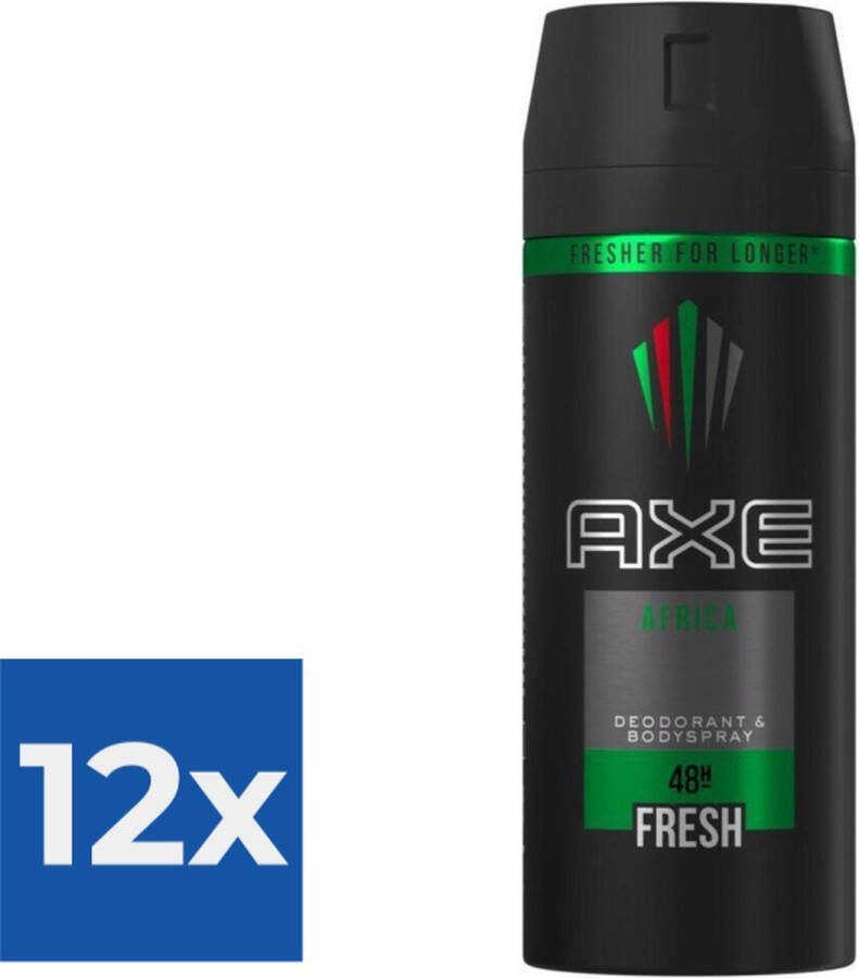 Axe Africa Deodorant & Bodyspray 150ml Voordeelverpakking 12 stuks