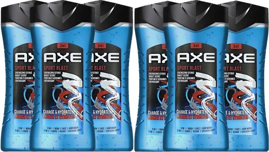 Axe 3in1 Douchegel Sport Blast Voordeelverpakking 6 x 250 ml