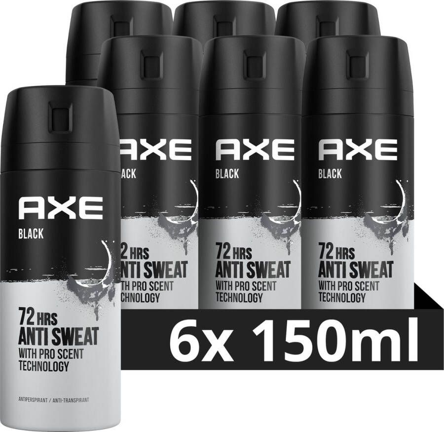 Axe Black Anti-Transpirant spray deodorant 6 x 150 ml voordeelverpakking