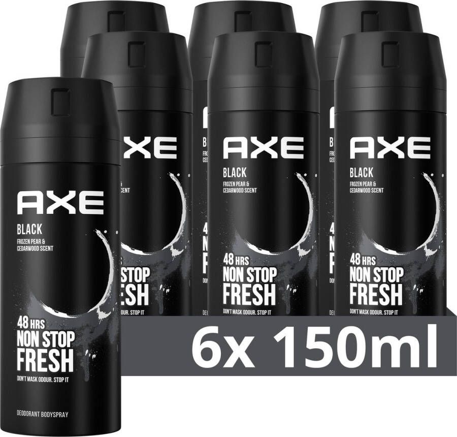 Axe Black Deodorant Bodyspray 6 x 150 ml Voordeelverpakking