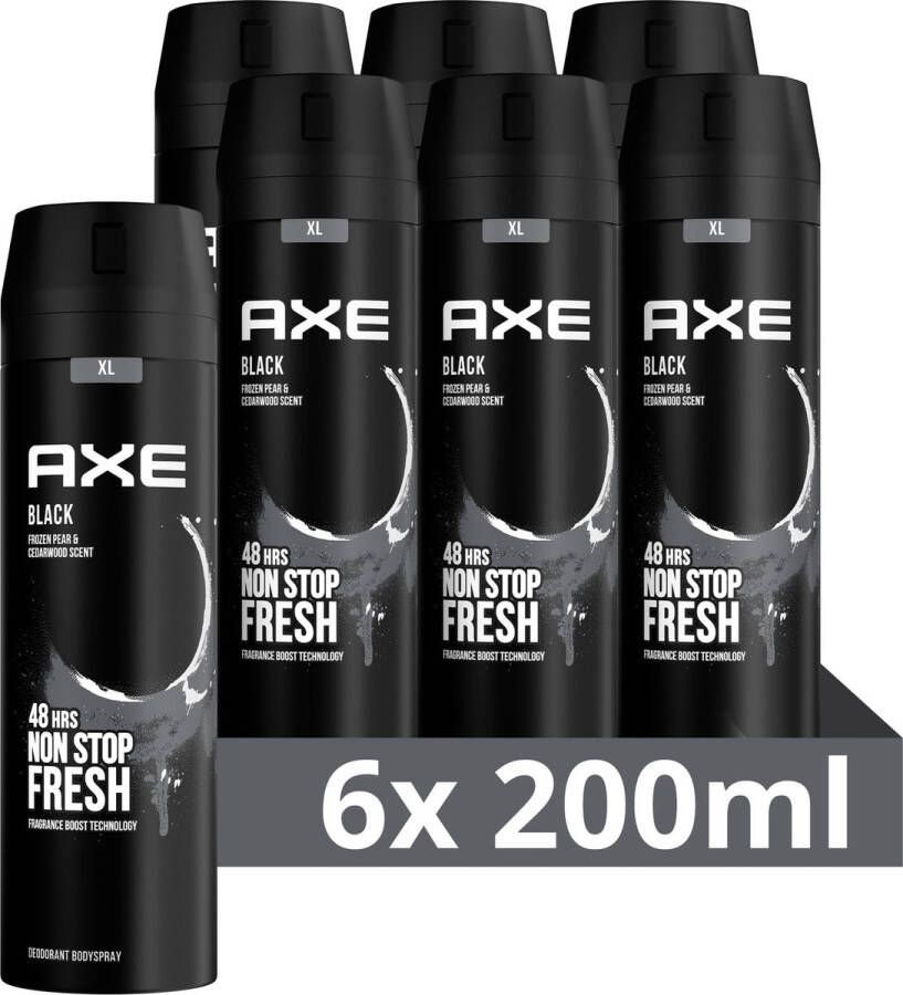 Axe Black XL Deodorant Bodyspray 6 x 200 ml Voordeelverpakking