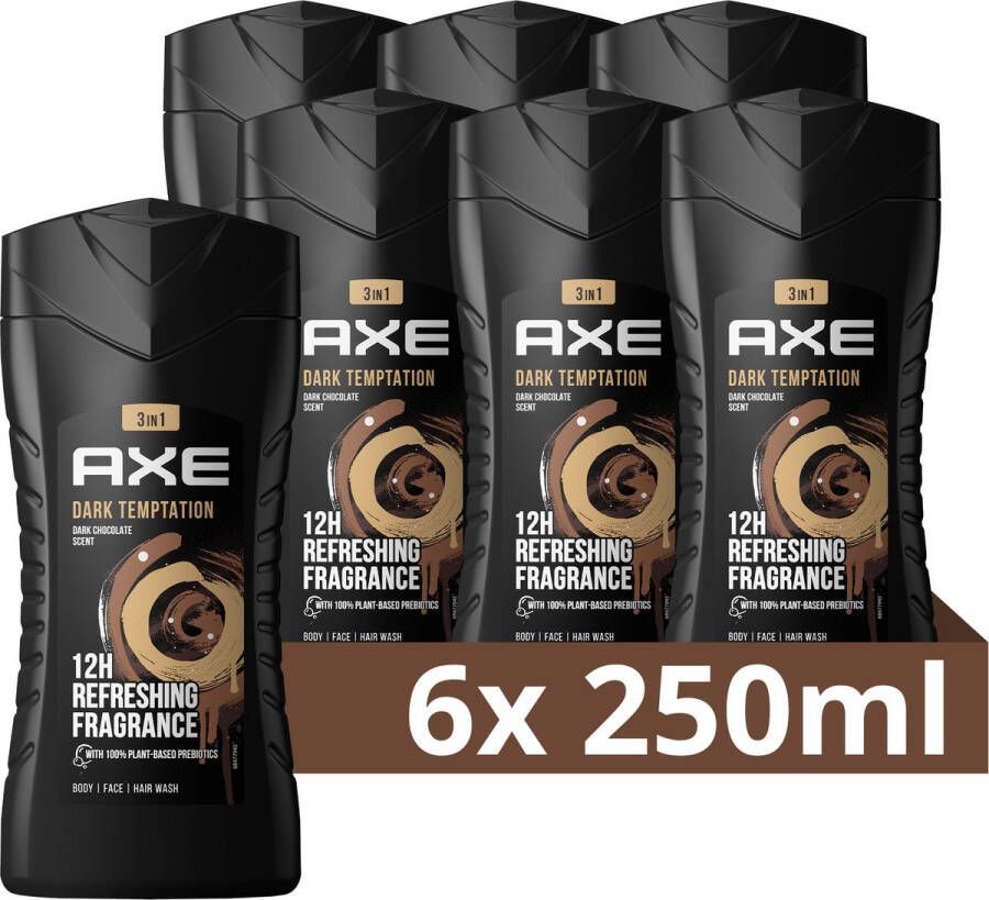 Axe Dark Temptation For Men 6 x 250 ml Douchegel Voordeelverpakking