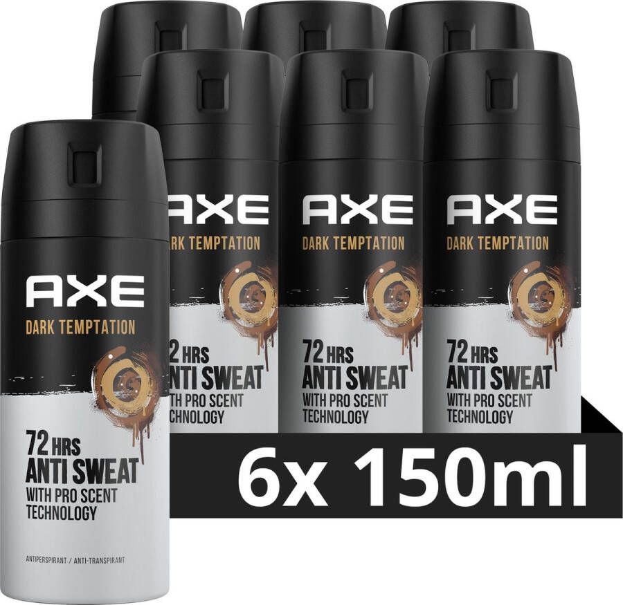 Axe Dark Temptation Anti-Transpirant spray deodorant 6 x 150 ml voordeelverpakking