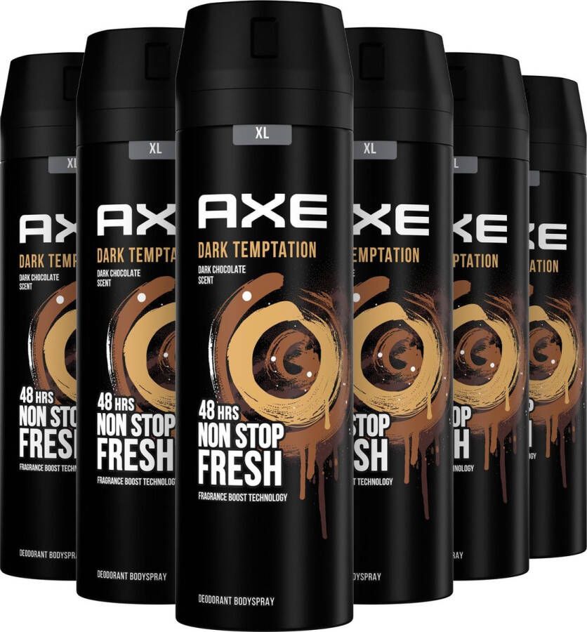 Axe Dark Temptation bodyspray deodorant 6 x 200 ml voordeelverpakking