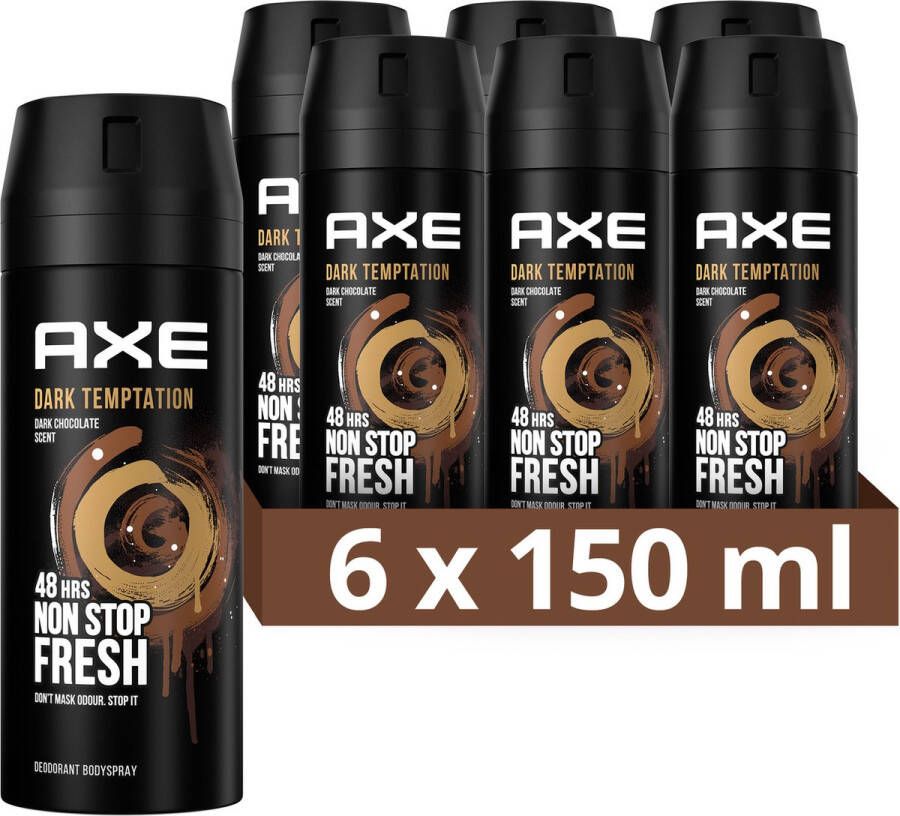 Axe Dark Temptation deodorant bodyspray 6 x 150 ml voordeelverpakking