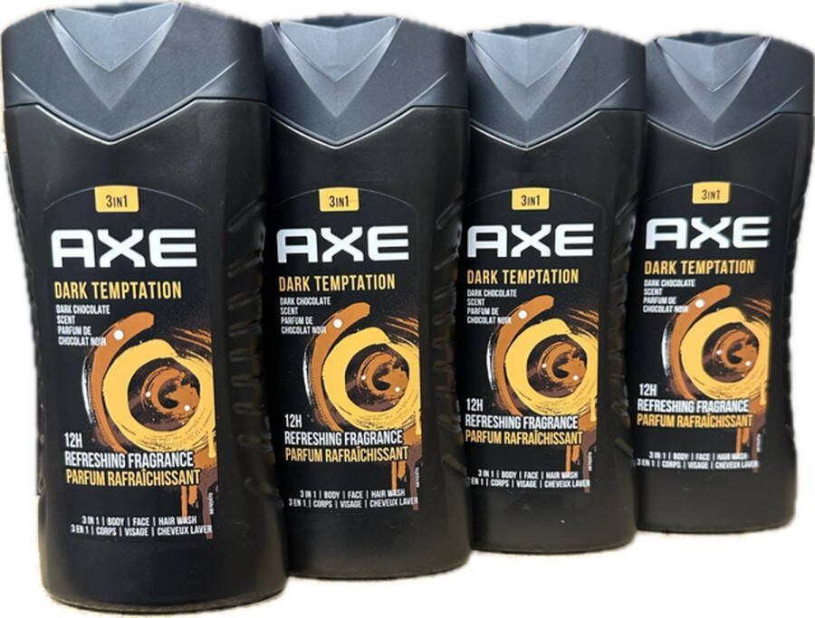 Axe Dark Temptation For Men 4 x 250 ml Douchegel Voordeelverpakking