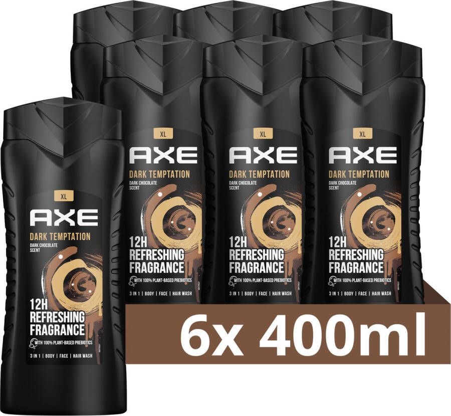 Axe Dark Temptation XL 3-in-1 Douchegel 6 x 400 ml Voordeelverpakking